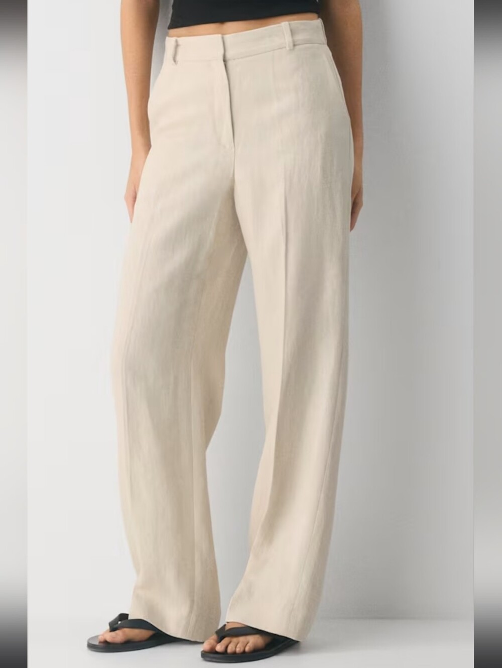 ARITZIA BABATON Agency  beige Linen blend high waist wide leg Pants